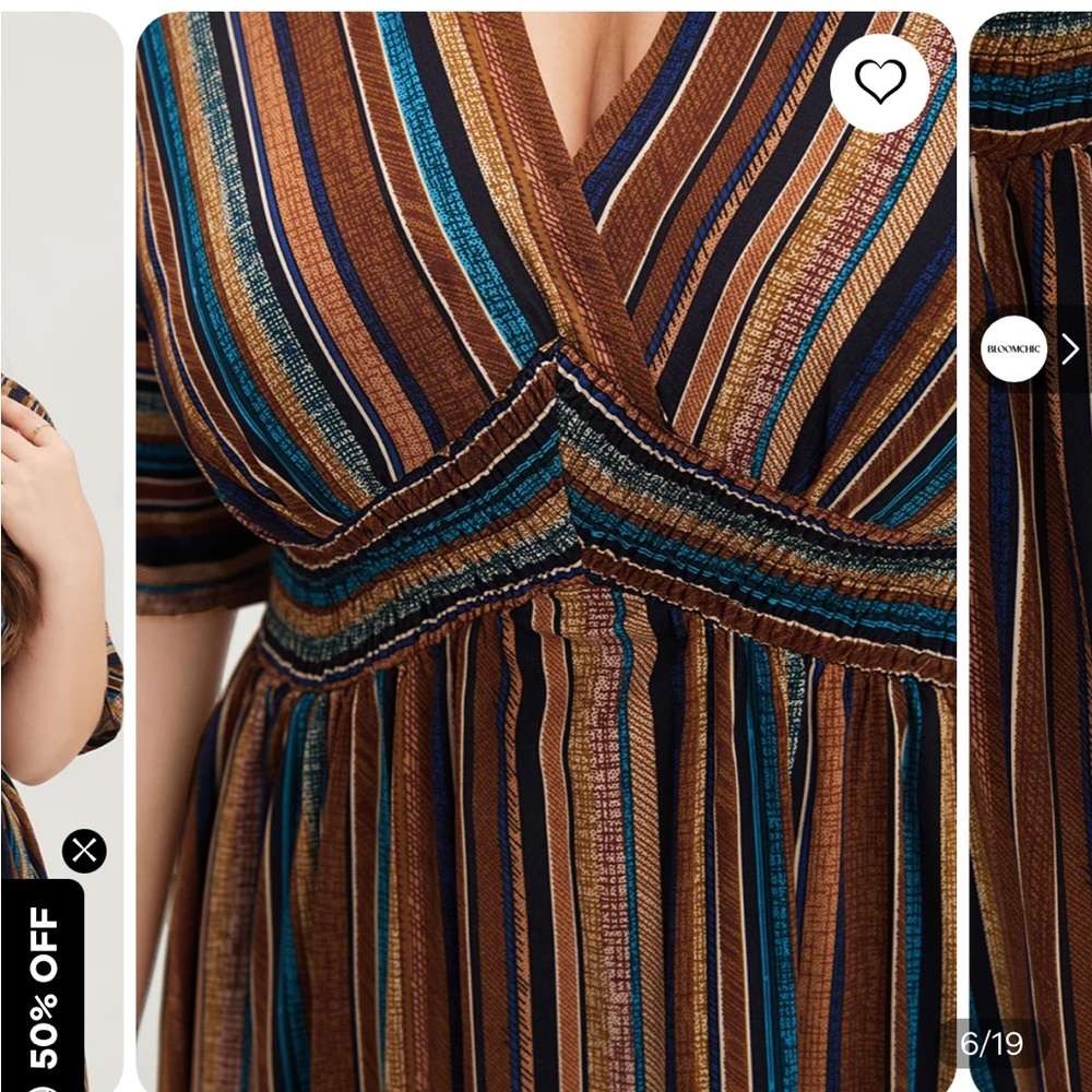 NWT SIZE 22/24 BLOOMCHIC Striped Contrast Dolman Sleeve Pocket Flutter Dress - Picture 6 of 8
